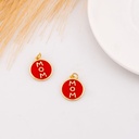 Dije redondo esmaltado de MOM baño 18k rojo