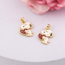 Dije de Snoppy con corazon micropave baño 18k