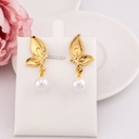 Aretes de mariposa con perlas acero inoxidable