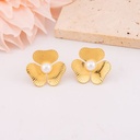 Aretes stud de flor con perlas en acero inoxidable