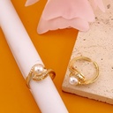 Anillo ajustable con perla y zirconias baño 18k