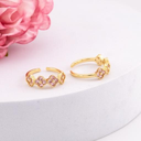 Anillo ajustable de trebol con zirconias baño 18k