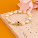 Pulsera elastica de perlas naturales baño 18k