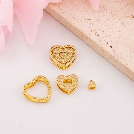 [L0564] Separador triple de corazon con micropave baño 18k