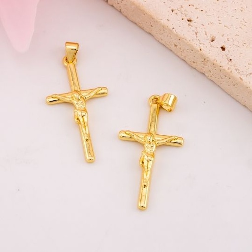 [L0577] Dije de Cruz solido baño 18k