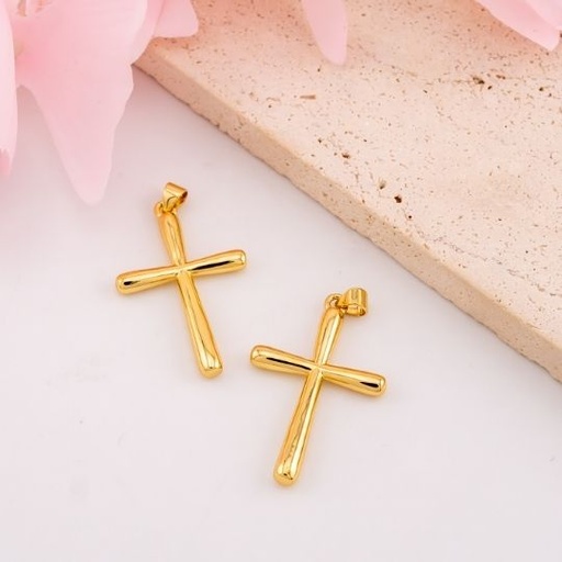 [L0587] Dije de Cruz solido baño 18k