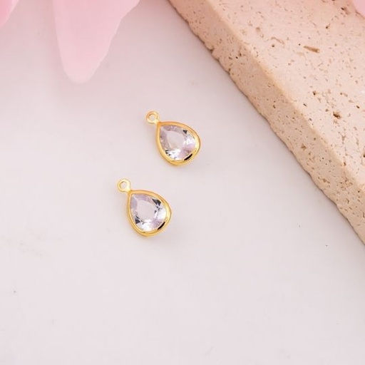 [L0611] Dije de zirconia en forma de gota mini baño 18k
