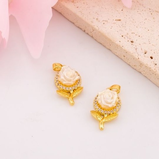 [L0616] Dije de rosa con micropave baño 18k