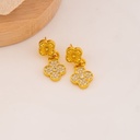 Aretes de trebol con zirconias baño 18k