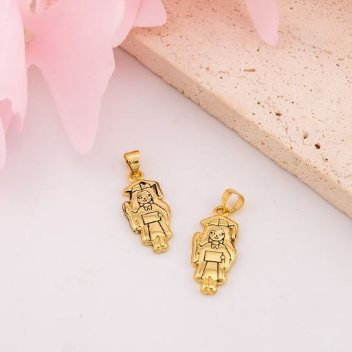 [L0527A] Dije de niña graduada solido baño 18k