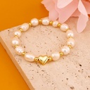 Pulsera elastica de perlas naturales baño 18k