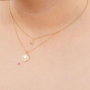 Cadena doble de trebol con zirconias y madre perla baño 18k