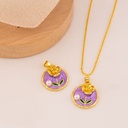 Dije redondo de flor esmaltado baño 18k