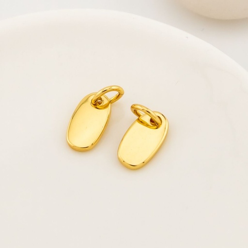 [LJ0499] Dije ovalo 10x5 mm baño 18k 