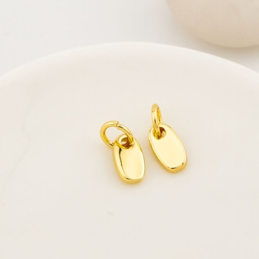 [LJ0498] Dije ovalo 8x4 mm baño 18k 