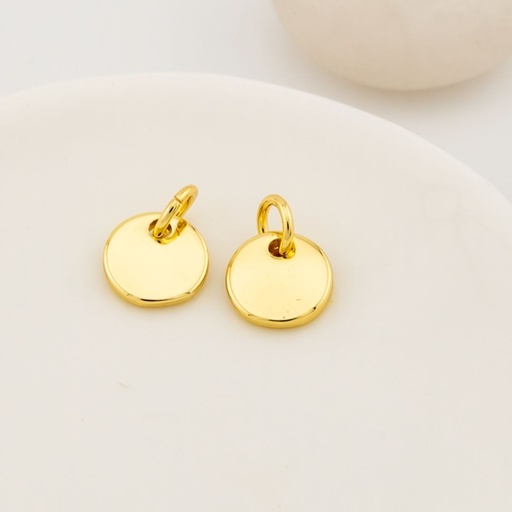 [LJ0504] Dije redondo 8 mm  baño 18k