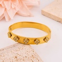 Brazalete de trebol con zirconias en acero inoxidable