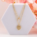 Cadena de corazon doble con zirconias baño 18k