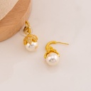 Aretes de perla colgantes con zirconias baño 18k