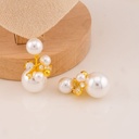 Aretes colgantes de perlas y zirconias baño 18k