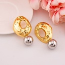 Aretes chunky doble tono baño 18k