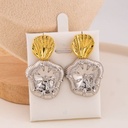 Aretes colgantes doble tono baño 18k