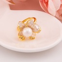 Anillo de flor con zirconias baño 18k