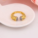 Anillo doble tono con zirconias baño 18k