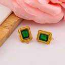 Patente rectangular con zirconia verde en acero inoxidable