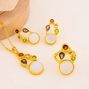 Set de 3 piezas con piedra natural y zirconias baño 18k