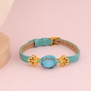 Pulsera de cuero con piedra semipreciosa baño 18k