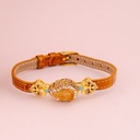 Pulsera de cuero con piedra semipreciosa baño 18k