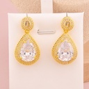 Aretes colgantes premium con zirconias baño 18k