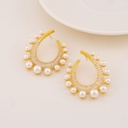 Aretes fancy con perlas y zirconias baño 18k