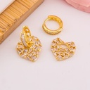 Aretes doble uso de corazon con zirconias baño 18k