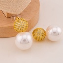 Aretes con perlas y zirconias baño 18k