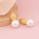 Aretes de perlas con zirconias baño 18k