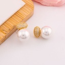 Aretes stud de perlas a con zirconias baño 18k
