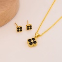 Aretes y dije de trebol con zirconias baño 18k