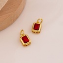 Dije de zirconia cuadrado rojo baño 18k