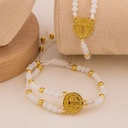 Pulsera de cristales ajustable con medalla religiosa baño 18k
