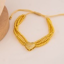 Pulsera ajustable con separador de corazon baño 18k