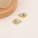 Enlace de cruz con ojo turco madre perla en micropave