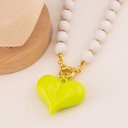 Collar bola chicle con colgante de corazon 14mm baño 18k