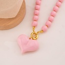 Collar bola chicle con colgante de corazon 14mm baño 18k