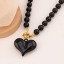 Collar bola chicle con colgante de corazon 14mm baño 18k
