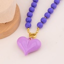 Collar bola chicle con colgante de corazon 14mm baño 18k