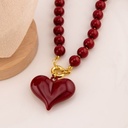 Collar bola chicle con colgante de corazon 14mm baño 18k