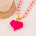 Collar bola chicle con colgante de corazon 14mm baño 18k