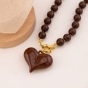 Collar bola chicle con colgante de corazon 14mm baño 18k
